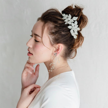 ブライダルヘッドドレス ビジュー フラワー ティアラ シルバー k9 【結婚式　ヘアアクセサリー】