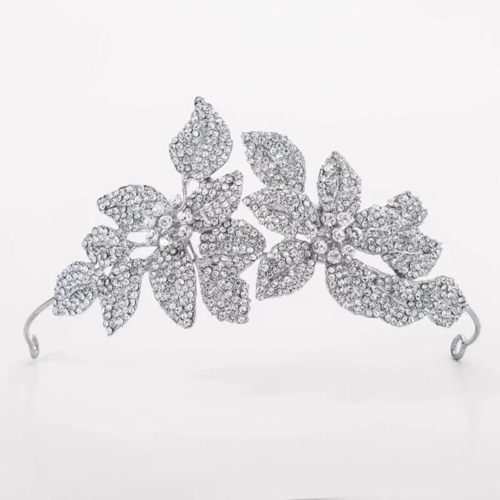 ブライダルヘッドドレス ビジュー フラワー ティアラ シルバー k9 【結婚式 ヘアアクセサリー】