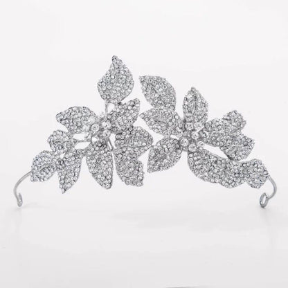 ブライダルヘッドドレス ビジュー フラワー ティアラ シルバー k9 【結婚式 ヘアアクセサリー】