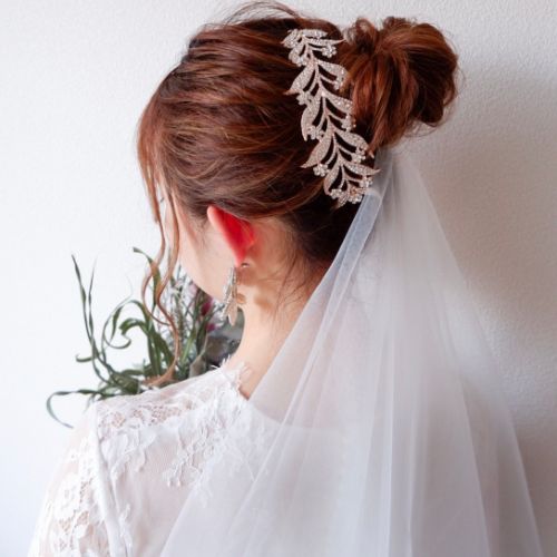 ブライダルヘッドドレス ビジュー フラワー ティアラ ピンクゴールド L1 【結婚式　ヘアアクセサリー】