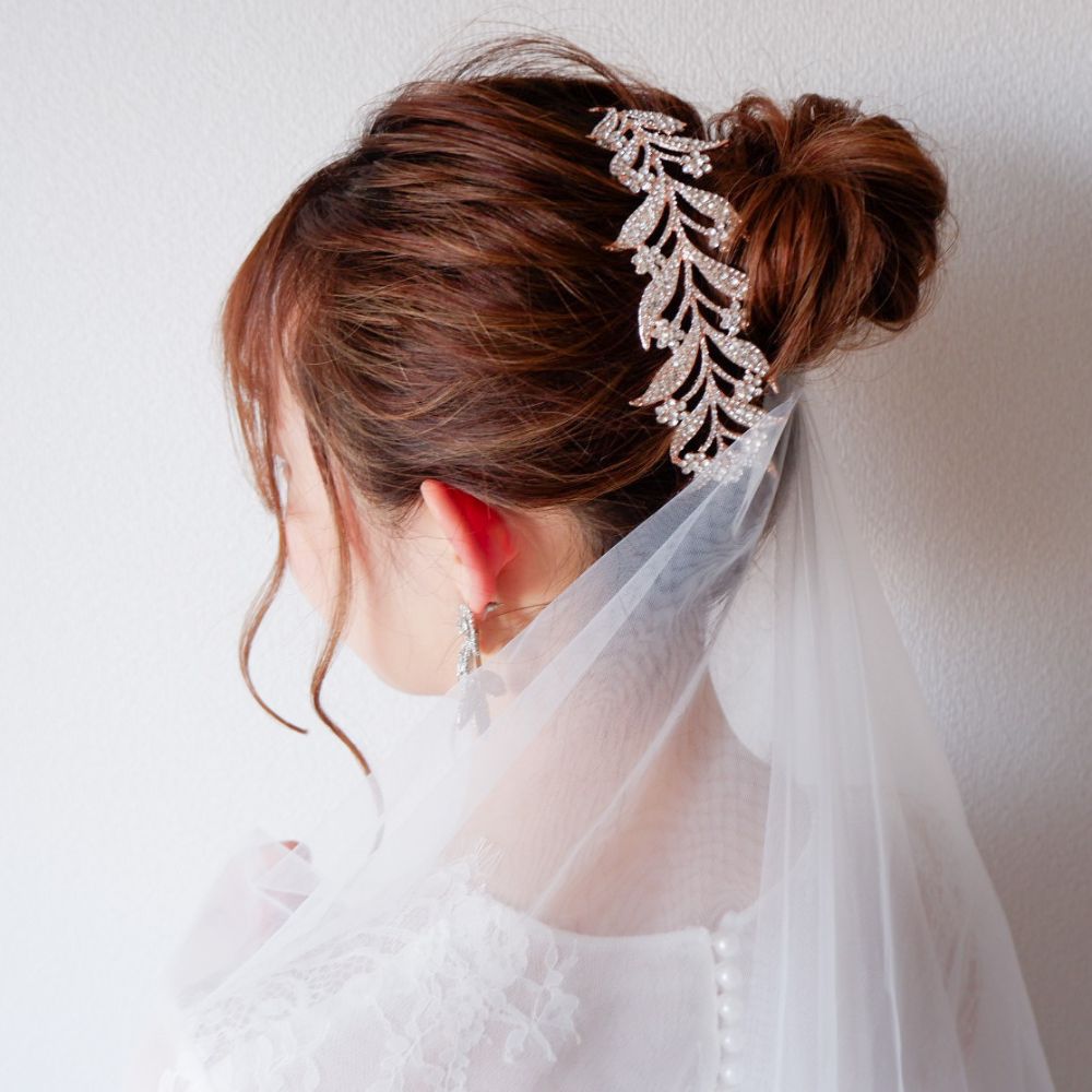 ブライダルヘッドドレス ビジュー フラワー ティアラ ピンクゴールド L1 【結婚式 ヘアアクセサリー】