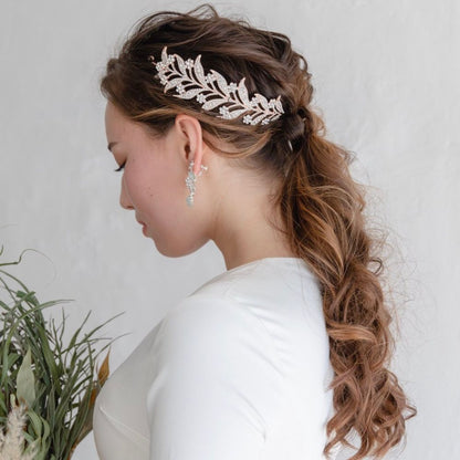 ブライダルヘッドドレス ビジュー フラワー ティアラ ピンクゴールド L1 【結婚式 ヘアアクセサリー】