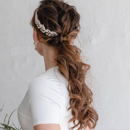 ブライダルヘッドドレス ビジュー フラワー ティアラ ピンクゴールド L1 【結婚式 ヘアアクセサリー】