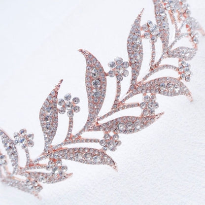 ブライダルヘッドドレス ビジュー フラワー ティアラ ピンクゴールド L1 【結婚式 ヘアアクセサリー】