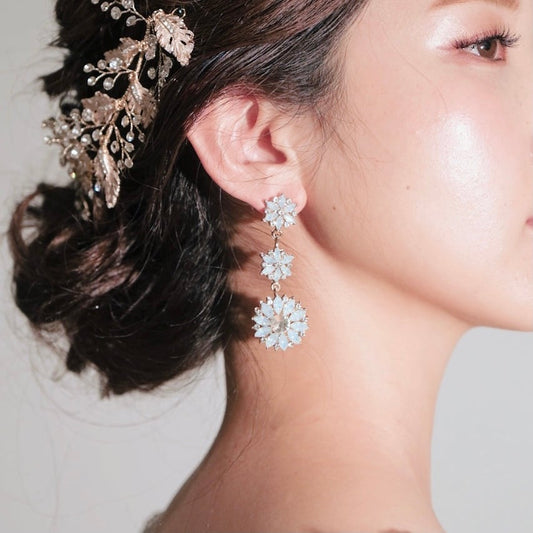 【ピアス】ビジュー クリスタル ウェディング ブライダルピアス L3 【結婚式 ピアス イヤリング】