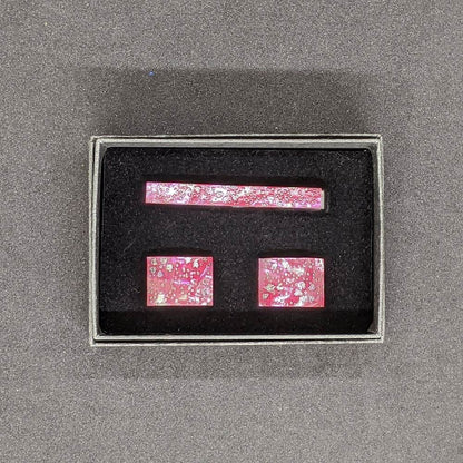 【着物職人手作り 金彩螺鈿ネクタイピン・カフスボタンセット】ピンク Nsplus 19671 【結婚式 カフス タイピン 小物】