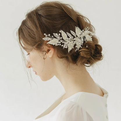 ブライダルヘッドドレス ビジュー リーフ ボンネ L9 【結婚式 ヘアアクセサリー】