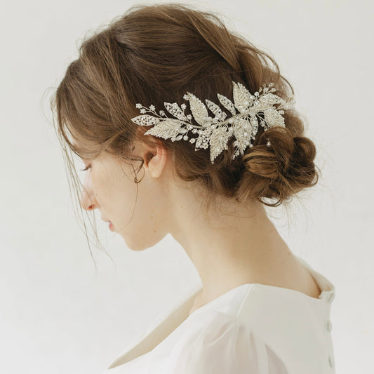 ブライダルヘッドドレス ビジュー リーフ ボンネ L9 【結婚式 ヘアアクセサリー】