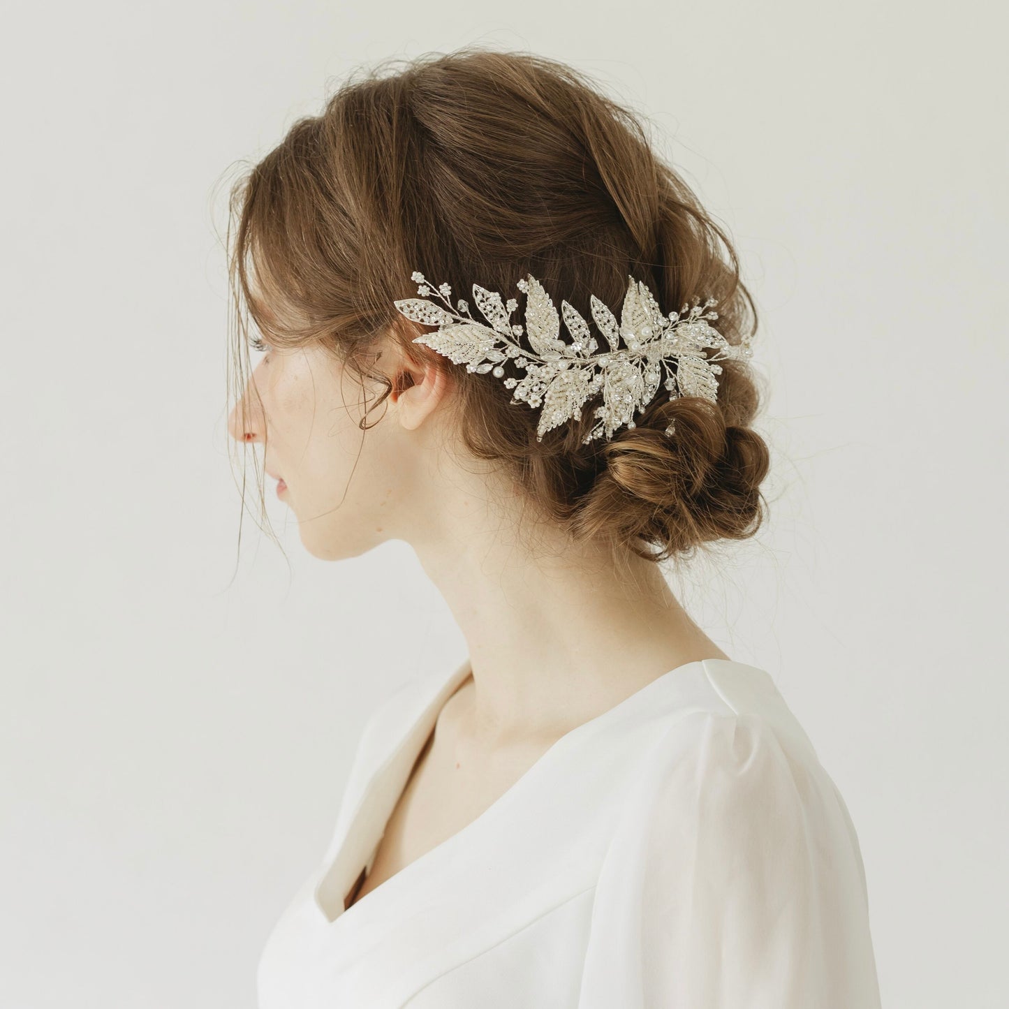 ブライダルヘッドドレス ビジュー リーフ ボンネ L9 【結婚式 ヘアアクセサリー】