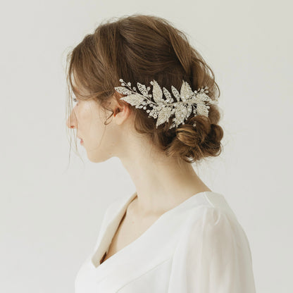 ブライダルヘッドドレス ビジュー リーフ ボンネ L9 【結婚式 ヘアアクセサリー】