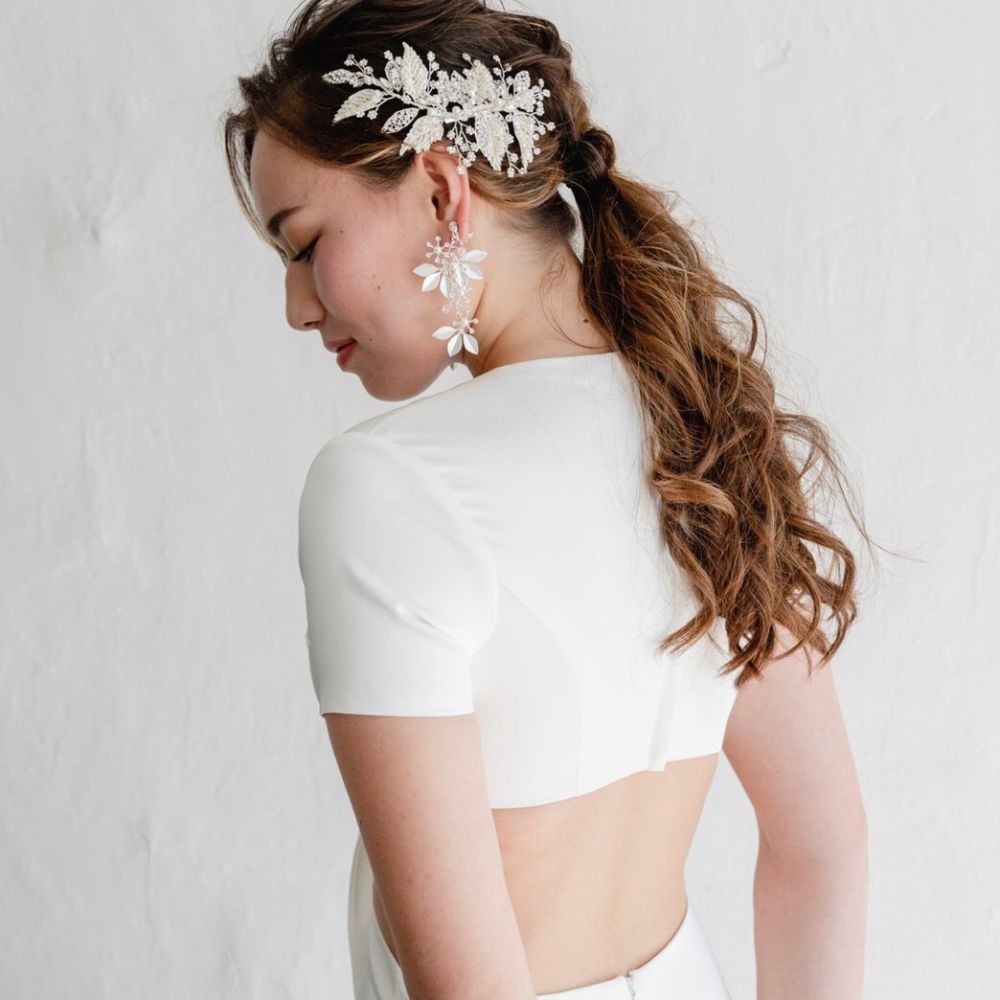 ブライダルヘッドドレス ビジュー リーフ ボンネ L9 【結婚式 ヘアアクセサリー】