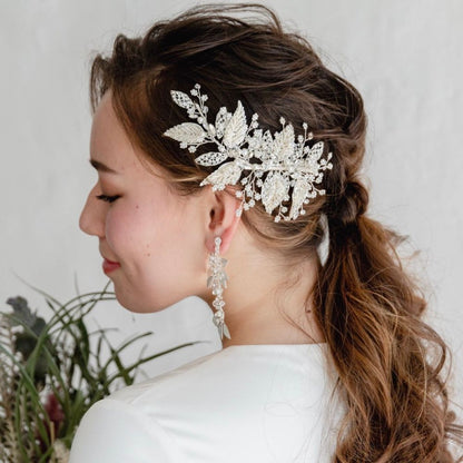 ブライダルヘッドドレス ビジュー リーフ ボンネ L9 【結婚式 ヘアアクセサリー】