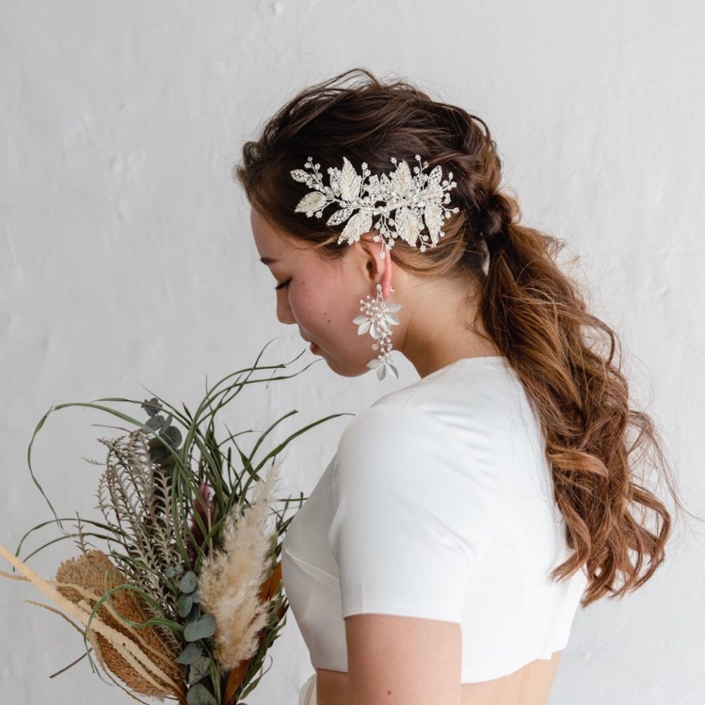 ブライダルヘッドドレス ビジュー リーフ ボンネ L9 【結婚式 ヘアアクセサリー】