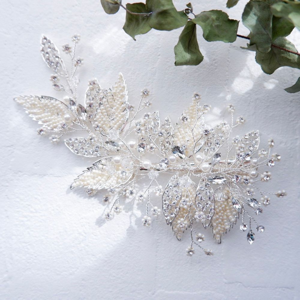 ブライダルヘッドドレス ビジュー リーフ ボンネ L9 【結婚式 ヘアアクセサリー】