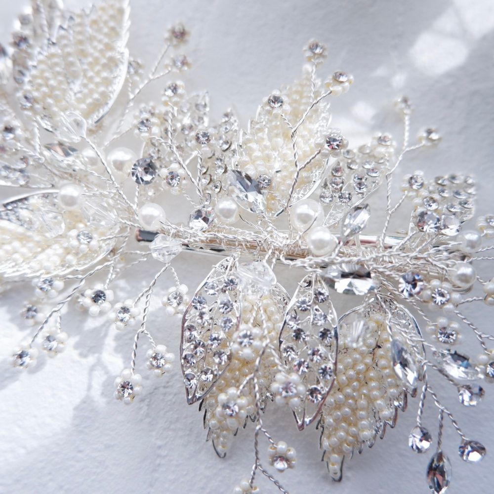 ブライダルヘッドドレス ビジュー リーフ ボンネ L9 【結婚式 ヘアアクセサリー】