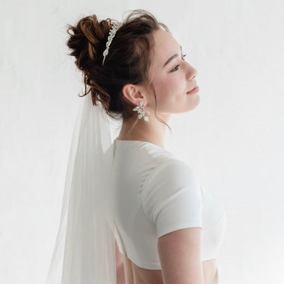 【イヤリング】ブライダルイヤリング 小枝イヤリング ビジュー シルバー m1 【結婚式 ピアス イヤリング】