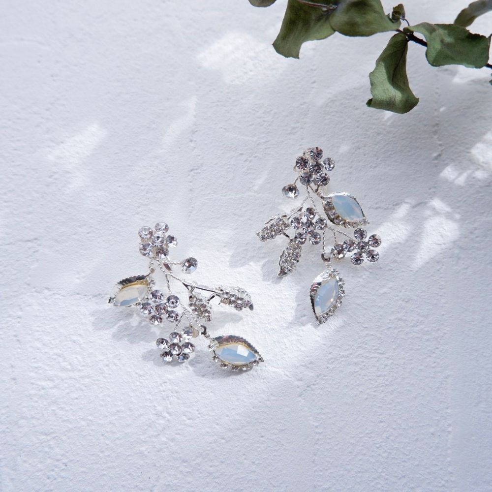 【イヤリング】ブライダルイヤリング 小枝イヤリング ビジュー シルバー m1 【結婚式 ピアス イヤリング】