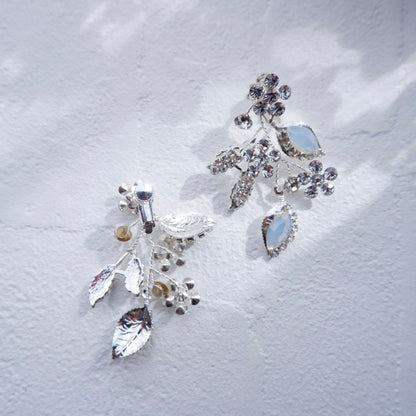 【イヤリング】ブライダルイヤリング 小枝イヤリング ビジュー シルバー m1 【結婚式 ピアス イヤリング】