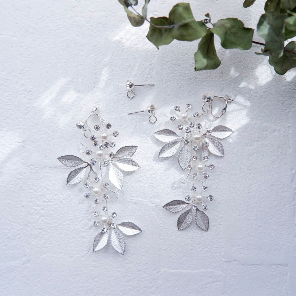 【ピアス】ブライダルピアス 小枝ピアス ビジュー シルバー m2 【結婚式 ピアス イヤリング】