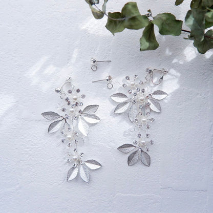 【ピアス】ブライダルピアス 小枝ピアス ビジュー シルバー m2 【結婚式 ピアス イヤリング】