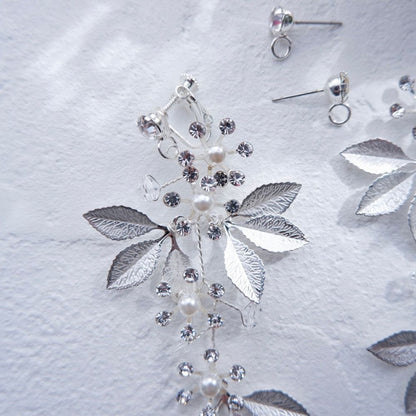 【ピアス】ブライダルピアス 小枝ピアス ビジュー シルバー m2 【結婚式 ピアス イヤリング】