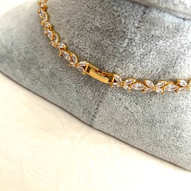 marriage gold ジルコニアネックレス&ピアスセット 【結婚式 アクセサリーセット】