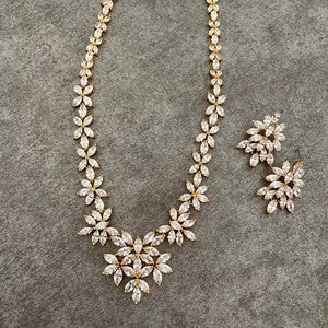 marriage gold ジルコニアネックレス&ピアスセット 【結婚式 アクセサリーセット】