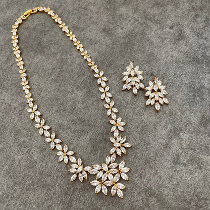 marriage gold ジルコニアネックレス&ピアスセット 【結婚式 アクセサリーセット】