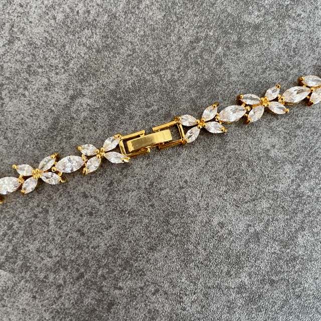 marriage gold ジルコニアネックレス&ピアスセット 【結婚式 アクセサリーセット】