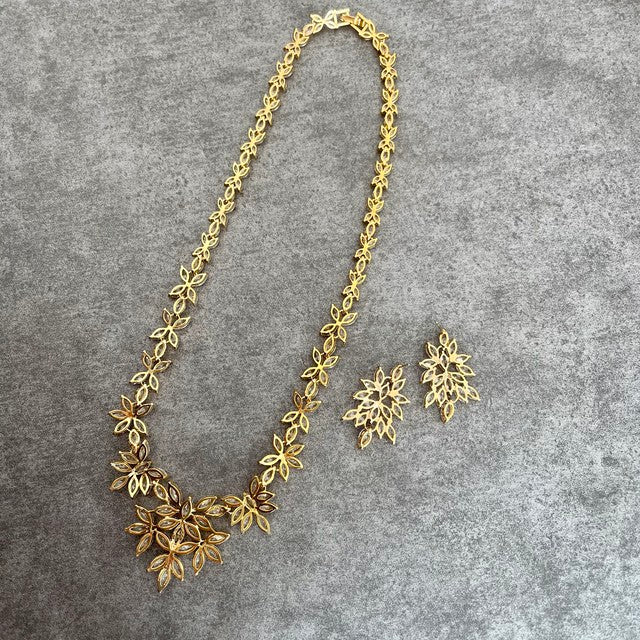 marriage gold ジルコニアネックレス&ピアスセット 【結婚式 アクセサリーセット】