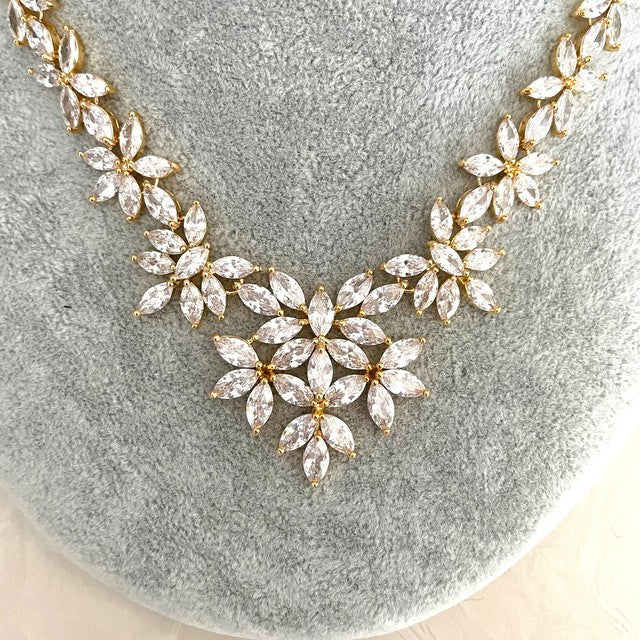 marriage gold ジルコニアネックレス&ピアスセット 【結婚式 アクセサリーセット】