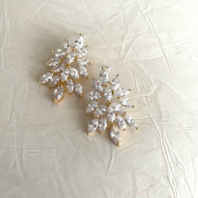 marriage gold ジルコニアネックレス&ピアスセット 【結婚式 アクセサリーセット】