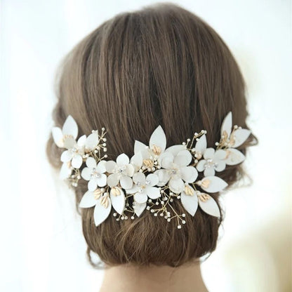 【ヘッドドレス】ブライダルヘッドドレス レザー フラワー ボンネ ゴールド m5 【結婚式 ヘアアクセサリー】