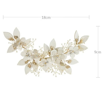 【ヘッドドレス】ブライダルヘッドドレス レザー フラワー ボンネ ゴールド m5 【結婚式 ヘアアクセサリー】