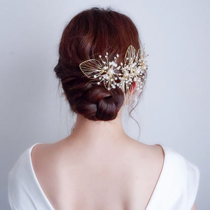 【ヘッドドレス】ブライダルヘッドドレス ビジュー フラワー ボンネ ゴールド m6 【結婚式 ヘアアクセサリー】