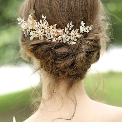 【ヘッドドレス】ブライダルヘッドドレス ビジュー フラワー ボンネ ゴールド m7 【結婚式 ヘアアクセサリー】