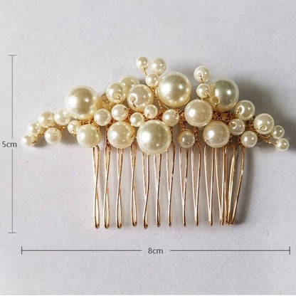 【ヘッドドレス】ブライダルヘッドドレス パール ピン ゴールド m8 【結婚式 ヘアアクセサリー】
