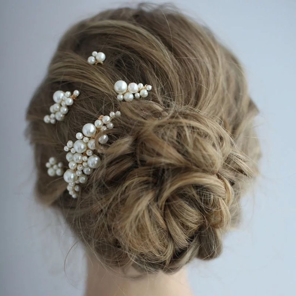 【ヘッドドレス】ブライダルヘッドドレス パール ピン ゴールド m8 【結婚式 ヘアアクセサリー】