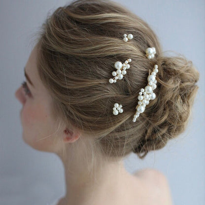 【ヘッドドレス】ブライダルヘッドドレス パール ピン ゴールド m8 【結婚式 ヘアアクセサリー】