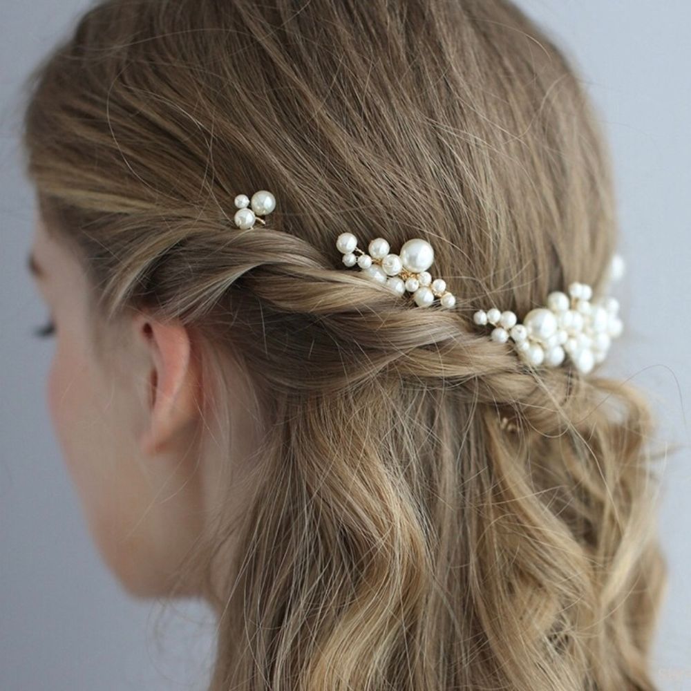 【ヘッドドレス】ブライダルヘッドドレス パール ピン ゴールド m8 【結婚式 ヘアアクセサリー】