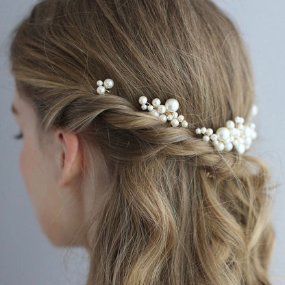 【ヘッドドレス】ブライダルヘッドドレス パール ピン ゴールド m8 【結婚式 ヘアアクセサリー】