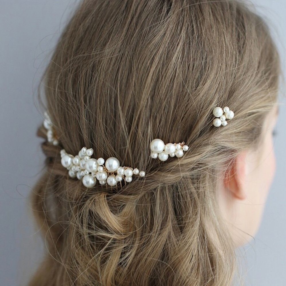 【ヘッドドレス】ブライダルヘッドドレス パール ピン ゴールド m8 【結婚式 ヘアアクセサリー】