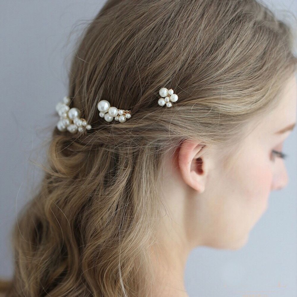 【ヘッドドレス】ブライダルヘッドドレス パール ピン ゴールド m8 【結婚式 ヘアアクセサリー】