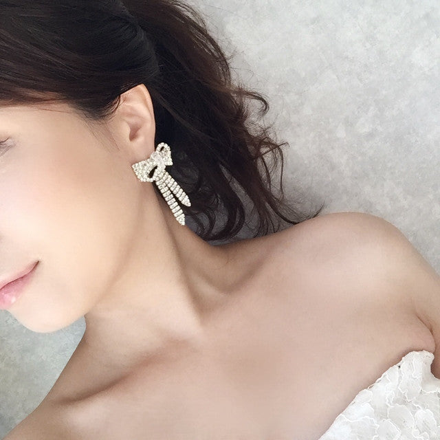 【ピアス・イヤリング】rubanリボンピアス 【結婚式　ピアス　イヤリング】