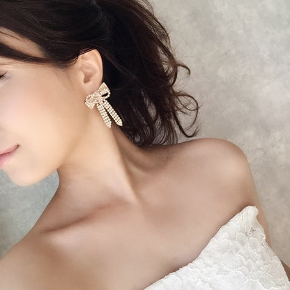 【ピアス・イヤリング】rubanリボンピアス 【結婚式　ピアス　イヤリング】