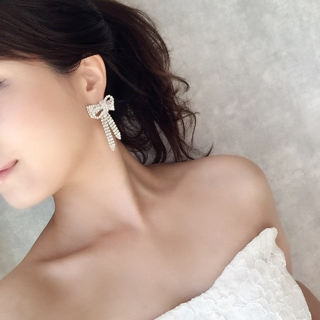 【ピアス・イヤリング】rubanリボンピアス 【結婚式　ピアス　イヤリング】