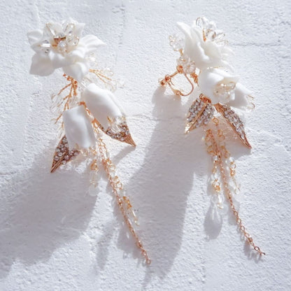 【ピアス】ブライダルピアス 小枝ピアス ビジュー ゴールド n1 【結婚式 ピアス イヤリング】