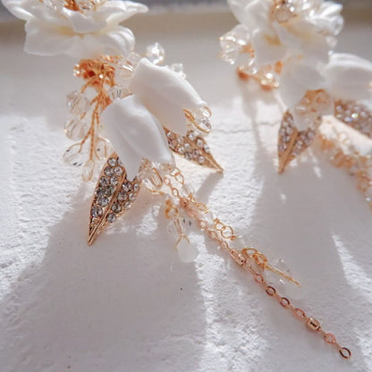 【ピアス】ブライダルピアス 小枝ピアス ビジュー ゴールド n1 【結婚式 ピアス イヤリング】