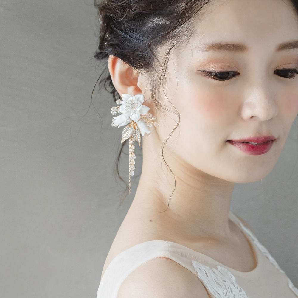 【イヤリング】ブライダルイヤリング 小枝イヤリング ビジュー ゴールド n1 【結婚式 ピアス イヤリング】