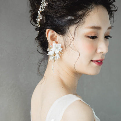 【イヤリング】ブライダルイヤリング 小枝イヤリング ビジュー ゴールド n1 【結婚式 ピアス イヤリング】